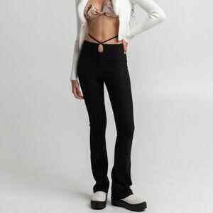 WEST OF MELROSE Sexy Black Tie Waist Pants Baby Flares - Medium